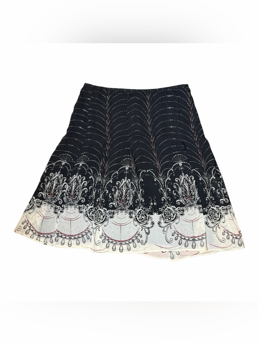 Jones Wear Midi Skirt Size 14 Black & White Flowy Summer Spring